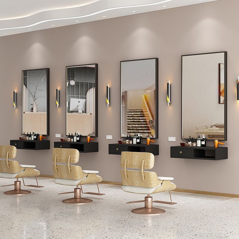 Barber Shop Special Mirror With Led Light Hairdressing Mirror Table Single-Sided Internet Celebrity Trendy Hair Salon Wall Hanging Hair Cutting Makeup Mirror - Image 2